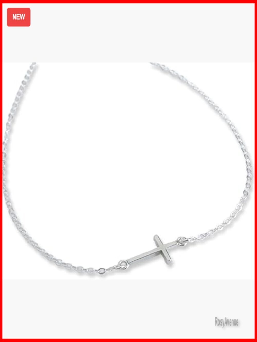 Sterling Silver Sideways Cross Pendant Necklace 16 or 18 Inch Christian Gift